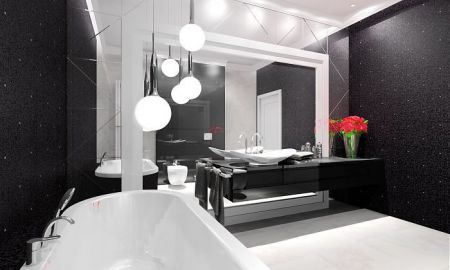 nowoczesna czarno biała łazienka