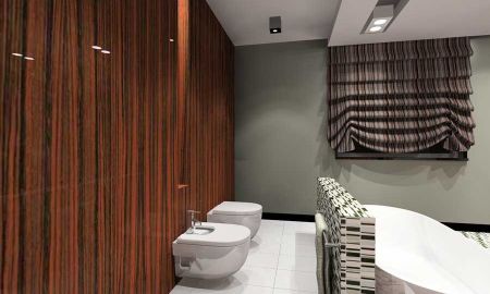 Projekt łazienki z wykorzystaniem płytek firmy dunin. 