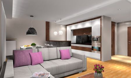 Nowoczesne mieszkanie z mocnymi akcentami kolorystycznymi.