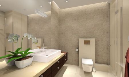 Łazienkę ozdabia dekoracyjna mozaika Dunin Travertine BRICK