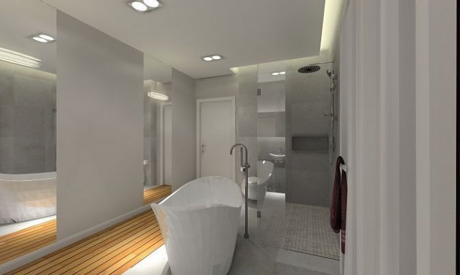 W łazience zastosowano dekoracyjne oświetlenie, którego możemy użyć wypoczywając w wannie.