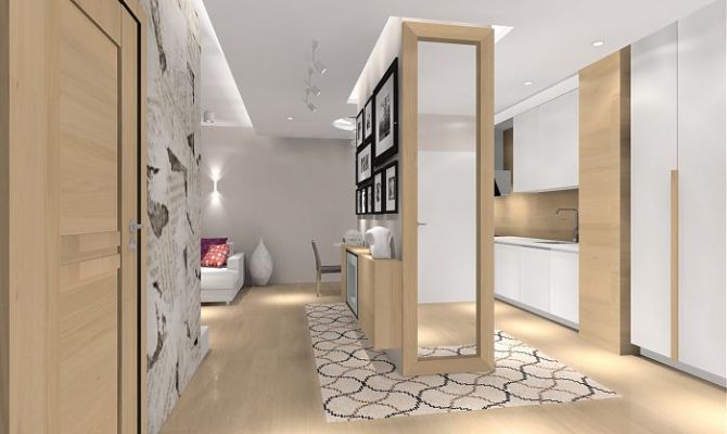 jasne, przytulne mieszkanie z dębową podłogą i meblami