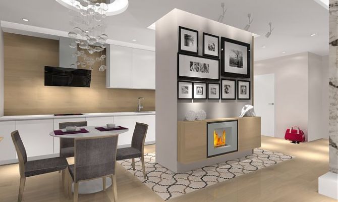 jasne, przytulne mieszkanie z dębową podłogą i meblami