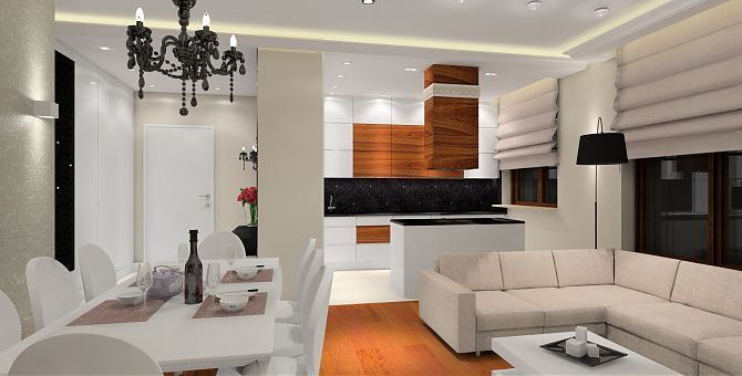 Projekt nowoczesnego apartamentu z elementami glamour