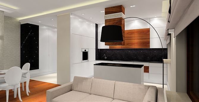 Projekt nowoczesnego apartamentu z elementami glamour