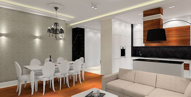 Projekt nowoczesnego apartamentu z elementami glamour