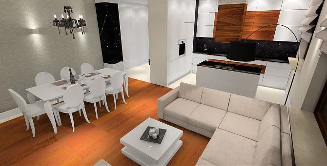 Projekt nowoczesnego apartamentu z elementami glamour