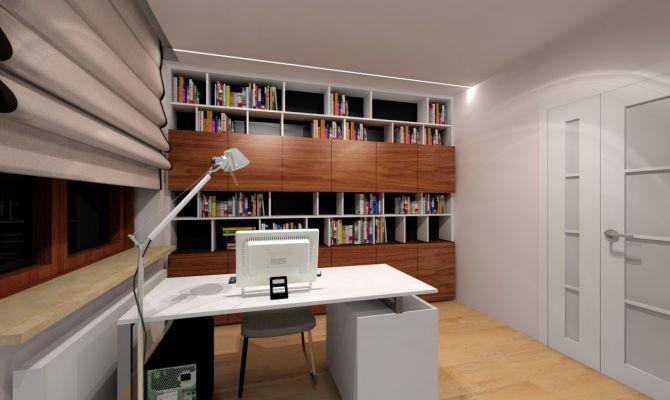 Projekt gabinetu z fototapetą.