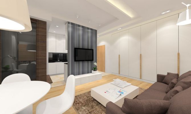 Projekt wnętrz mieszkania o powierzchni 48m2