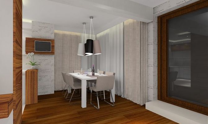 Projekt przytulnego apartamentu z dodatkiem naturalnego kamienia oraz szklaną przesłoną oddzielającą salon od holu. Na filarze dekoracyjny 